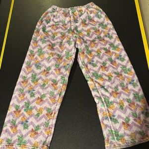 Kids Pineapple Print Fuzzy Pajama Pants